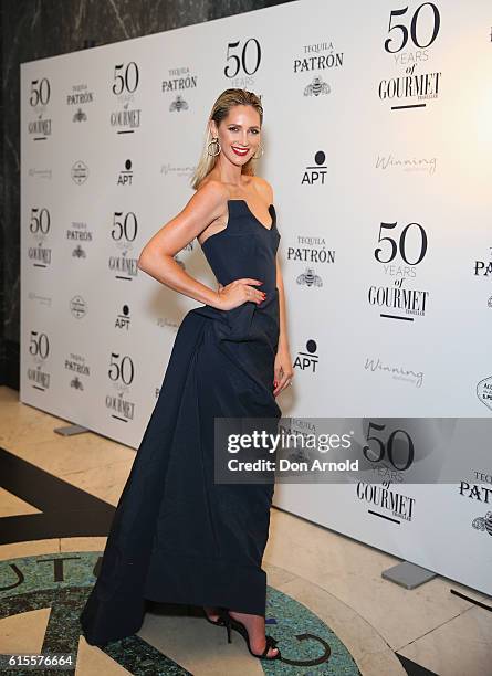 Nikki Phillips arrives ahead of Australian Gourmet Traveller 50th Birthday event on October 19, 2016 in Sydney, Australia.