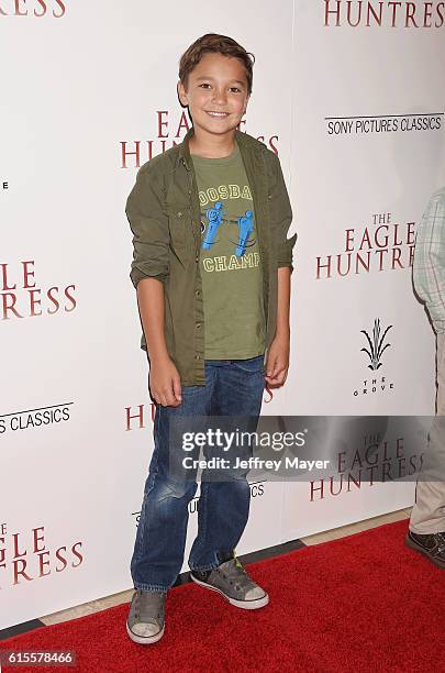 Actor Pierce Gagnon arrives at the Premiere Of Sony Pictures Classics' 'The Eagle Huntress' at Pacific Theaters at the Grove on October 18, 2016 in...