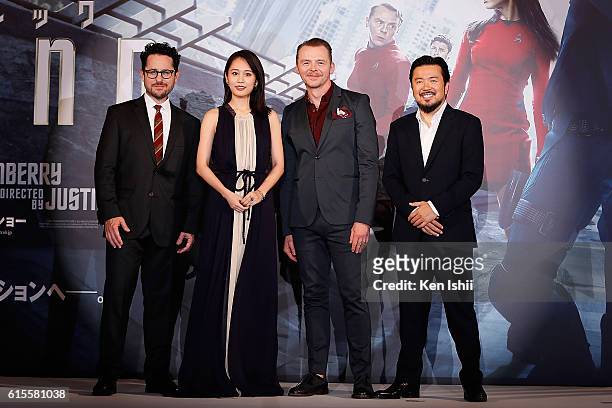 Abrams, Atsuko Maeda, Simon Pegg, and Justin Lin attend the premiere of Paramount Pictures' "Star Trek Beyond" at TOHO Cinemas on October 19, 2016 in...