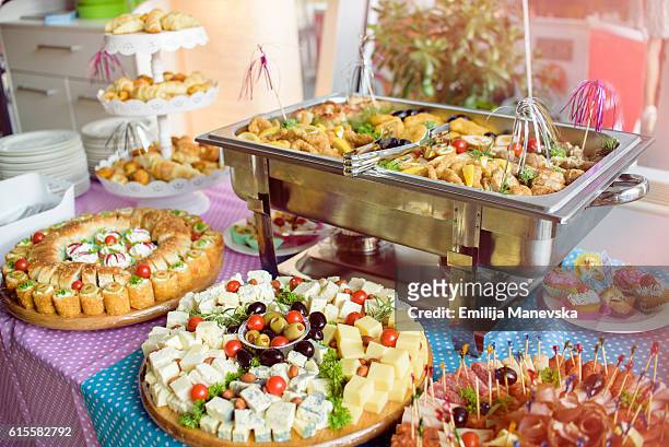 buffet catering food - food and drink industry stock pictures, royalty-free photos & images