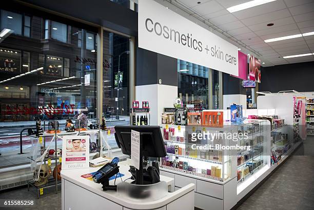 Cosmetic and skin care products are displayed for sale at a Walgreens Boots Alliance Inc. Store in downtown Chicago, Illinois, U.S., on Tuesday, Oct....