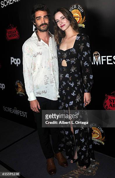 Devin Bonnee and Alex Essoe arrive for Screamfest 2016 - Opening Night Screening Of "Trash Fire" held at TCL Chinese Theatre on October 18, 2016 in...