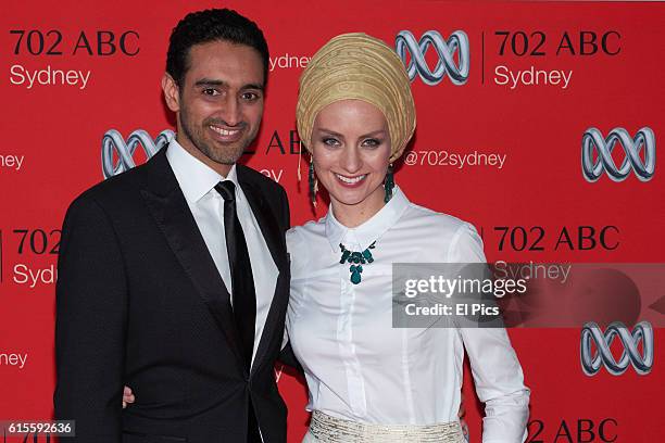 Waleed Aly and wife Susan Carland attend the 2016 Andrew Olle Media Lecture on October 14, 2016 in Sydney, Australia.