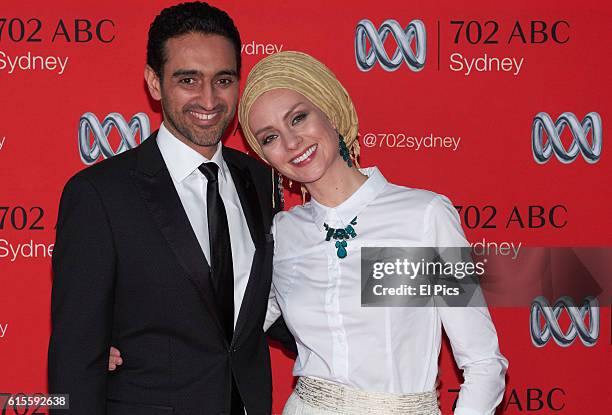 Waleed Aly and wife Susan Carland attend the 2016 Andrew Olle Media Lecture on October 14, 2016 in Sydney, Australia.