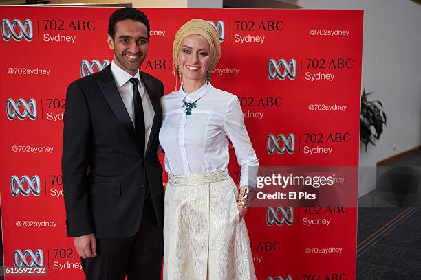 Waleed Aly and wife Susan Carland attends the 2016 Andrew Olle Media Lecture on October 14, 2016 in Sydney, Australia.