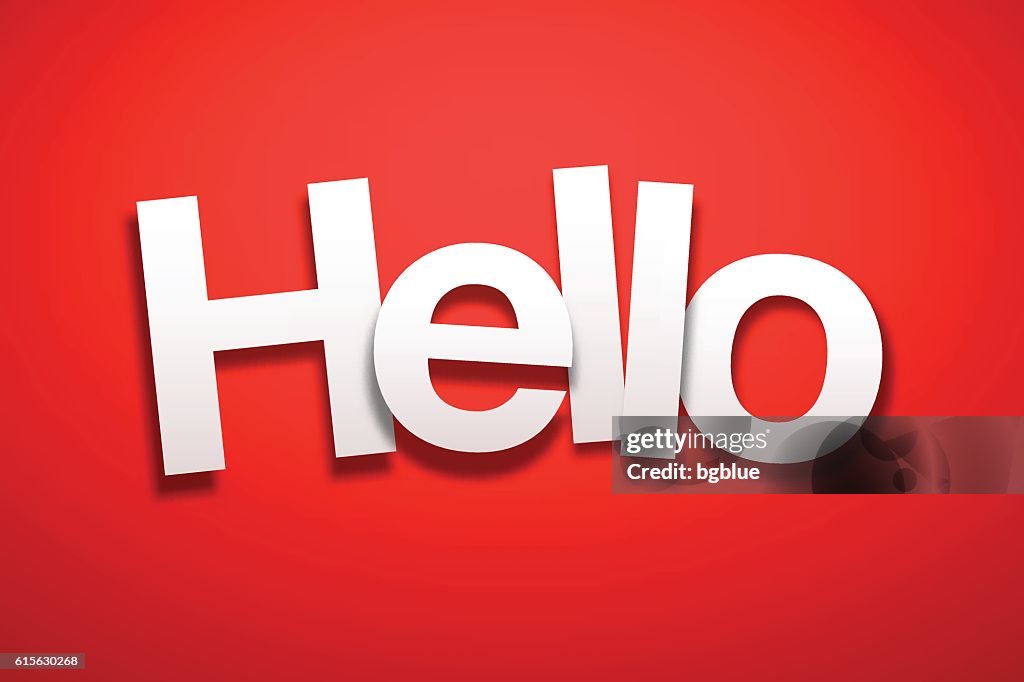 Hello. Sign Typed Hello Sign With Red Background Paper Font High-Res Vector Graphic ...