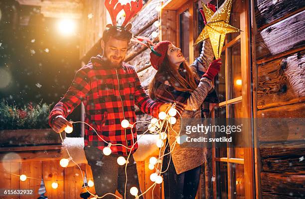 it's most wonderful time of the year - christmas light stockfoto's en -beelden