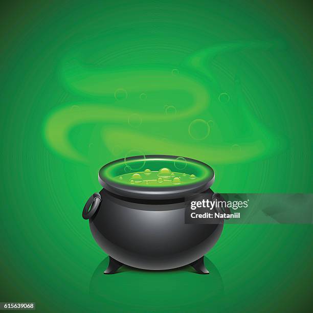 pot with magical potion - green potion stock illustrations