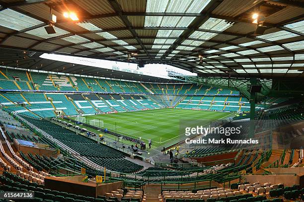 General view of the stadium prior to kickoff during the UEFA Champions League group C match between Celtic FC and VfL Borussia Moenchengladbach at...