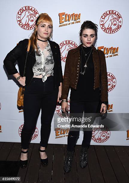 Chantal Claret and Frances Bean Cobain attend the launch party for Cassandra Peterson's new book 'Elvira, Mistress Of The Dark' at the Hollywood...