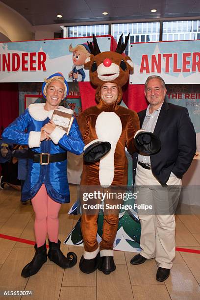 Rudolph "Anthony Marone", Hermey The Elf "Wesley Edwards" and producer Bob Penola work together alongside children from The Garden of Dreams...