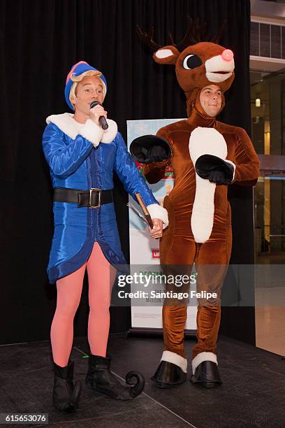 Rudolph "Anthony Marone" and Hermey The Elf "Wesley Edwards" work together alongside children from The Garden of Dreams Foundations to unveil "The...