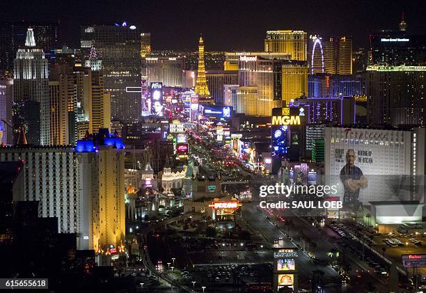 The Las Vegas Strip and skyline including various hotels and casinos are seen at night in Las Vegas, Nevada, in this photograph taken October 18,...