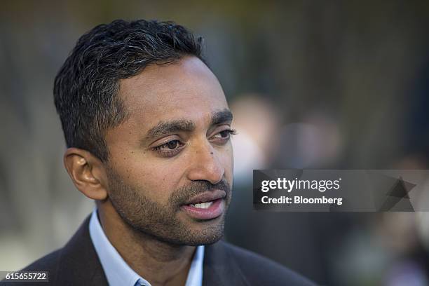 Chamath Palihapitiya, co-founder and chief executive officer of Social+Capital Partnership LLC, speaks during a Bloomberg Technology television...