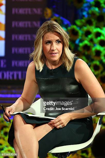 Poppy Harlow speaks onstage at the Fortune Most Powerful Women Summit 2016 at Ritz-Carlton Laguna Niguel on October 19, 2016 in Dana Point,...