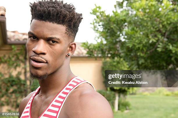 American professional basketball player Jimmy Butler is photographed for Chicago Magazine on August 25, 2015 in Los Angeles, California.