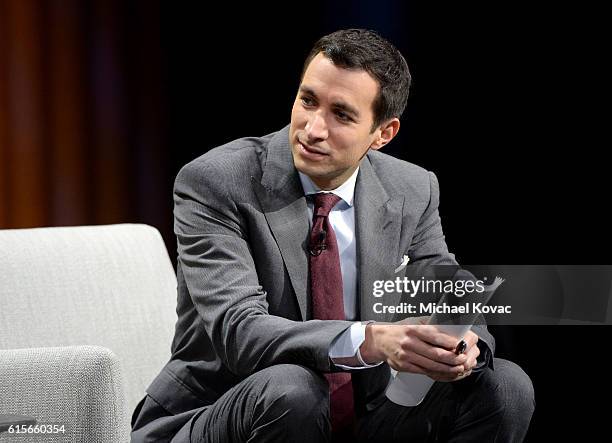 Financial columnist at The New York Times, Andrew Ross Sorkin, speaks onstage during "Managing Excellence: Getting Consistently Great Results" at the...