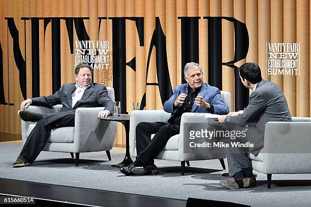 Of Activision Blizzard, Bobby Kotick, chairman/CEO at CBS Corporation, Leslie Moonves, and financial columnist at The New York Times, Andrew Ross...