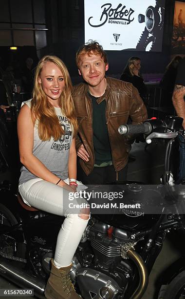 Daisy Lea Germaine and Rupert Grint attend the Global VIP Reveal of the new Triumph Bonneville Bobber on October 19, 2016 in London, England.