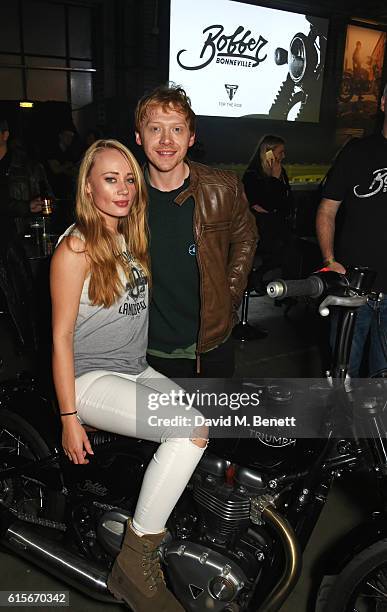 Daisy Lea Germaine and Rupert Grint attend the Global VIP Reveal of the new Triumph Bonneville Bobber on October 19, 2016 in London, England.