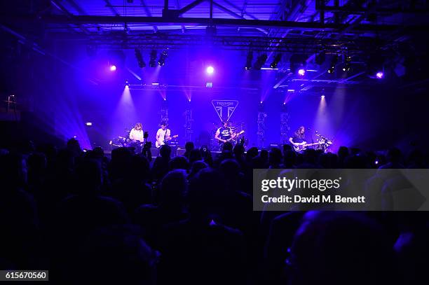 The Vaccines perform at the Global VIP Reveal of the new Triumph Bonneville Bobber on October 19, 2016 in London, England.