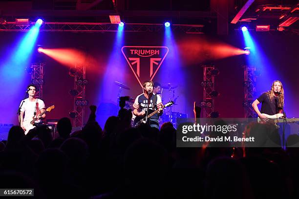 The Vaccines perform at the Global VIP Reveal of the new Triumph Bonneville Bobber on October 19, 2016 in London, England.