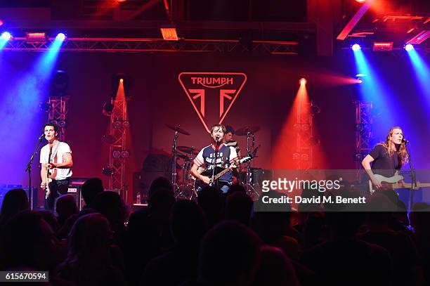The Vaccines perform at the Global VIP Reveal of the new Triumph Bonneville Bobber on October 19, 2016 in London, England.