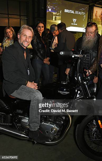 Carl Fogarty attends the Global VIP Reveal of the new Triumph Bonneville Bobber on October 19, 2016 in London, England.