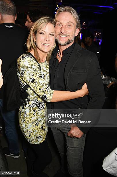 Penny Smith and Carl Fogarty attend the Global VIP Reveal of the new Triumph Bonneville Bobber on October 19, 2016 in London, England.