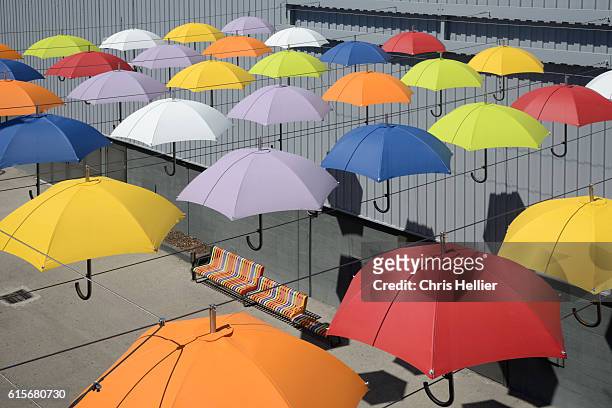 umbrella installation art - installation art stock pictures, royalty-free photos & images