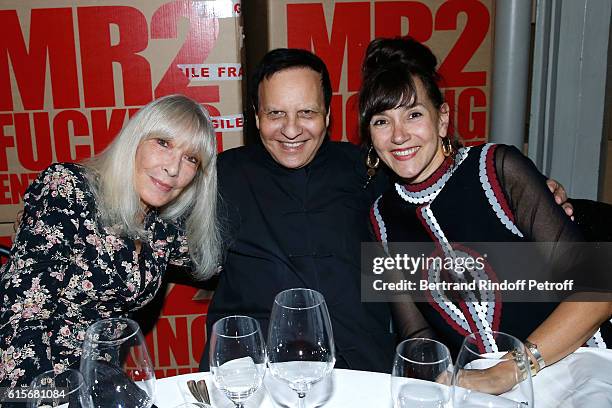 Actress Dany Saval, Stylist Azzedine Alaia and Artist Tatiana Trouve attend the Dinner at Galerie Azzedine Alaia, with a performance of the...