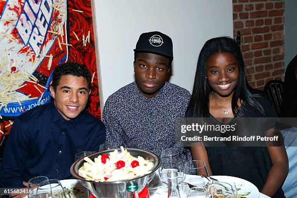 Actors Samy Seghir, Stephane Bak and Karidja Toure attend the Dinner at Galerie Azzedine Alaia, with a performance of the Contemporary Artist, Mike...