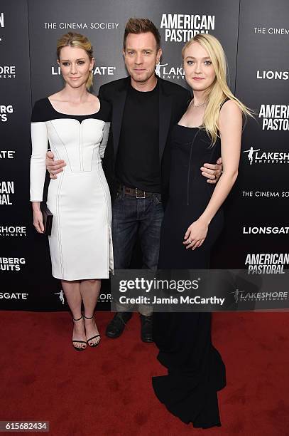 Valorie Curry, Ewan McGregor and Dakota Fanning attend a screening of "American Pastoral" hosted by Lionsgate, Lakeshore Entertainment and Bloomberg...