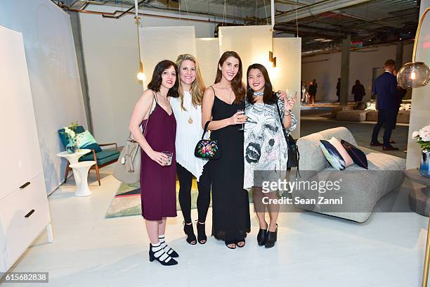 Maggie Farah, Liz Lighthall, Alexandra de la Vega and Sewon Kin attend West Elm Headquarters Party at 55 Water Street on October 18, 2016 in New York...