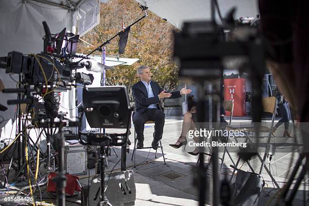 Steve Case, chairman and chief executive officer of Revolution LLC, speaks during a Bloomberg Television interview at the Vanity Fair New...