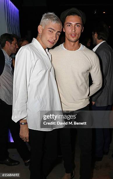 Kyle De Volle and Harvey Newton-Haydon attend the launch of MNKY HSE late-night restaurant, Mayfair on October 19, 2016 in London, England.