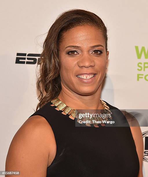 Track & Field Athelete April Holmes attends the 37th Annual Salute To Women In Sports Gala at Cipriani Wall Street on October 19, 2016 in New York...