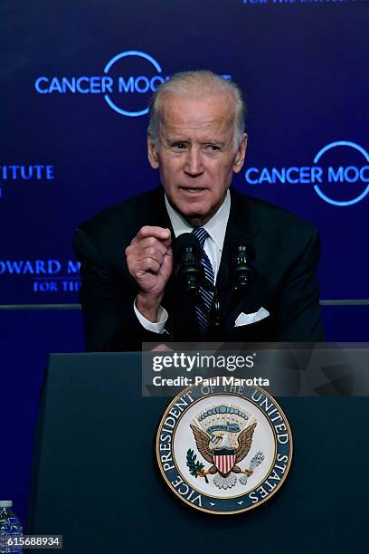 Vice President Joe Biden speaks at the Edward Kennedy Institute on the White House Cancer Moonshot Task Force's mission to double the rate of...