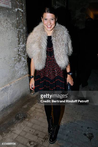 Camille Miceli attends the Dinner at Galerie Azzedine Alaia, with a performance of the Contemporary Artist, Mike Bouchet on October 19, 2016 in...