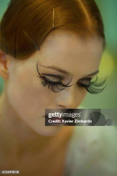 Bolshoi Theatre, Moscow Backstage At Ballet Dame De Pique By Pyotr Tchaikovsky, Anna Grigorieva A Female Ballet Dancer with Large Eyelashes in...