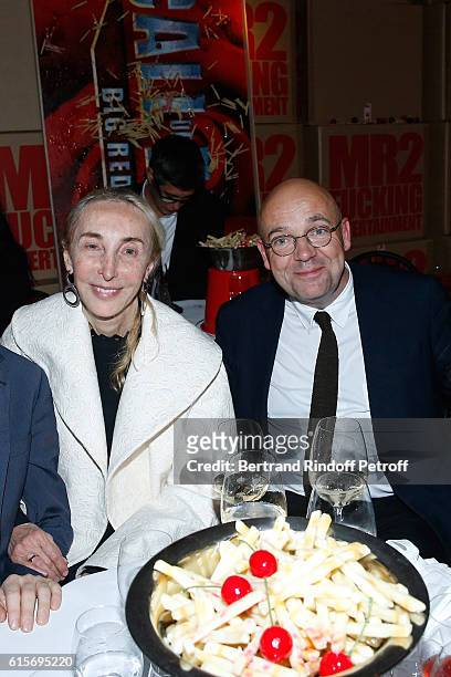 Carla Sozzani and Fabrice Hergott attend the Dinner at Galerie Azzedine Alaia, with a performance of the Contemporary Artist, Mike Bouchet on October...