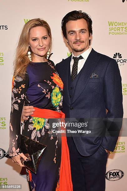 Track & Field Athlete Aimee Mullins and Filmmaker Rupert Friend attends the 37th Annual Salute To Women In Sports Gala at Cipriani Wall Street on...