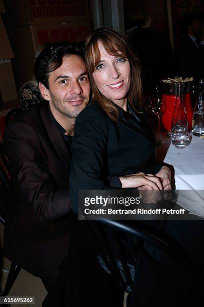 Tenor Laurent Arcaro and Stéfanie Jarre attend the Dinner at Galerie Azzedine Alaia, with a performance of the Contemporary Artist, Mike Bouchet on...