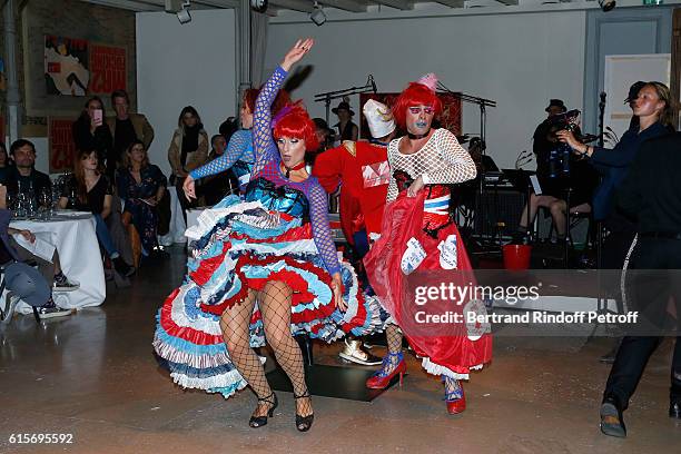 Illustration view during the Dinner at Galerie Azzedine Alaia, with a performance of the Contemporary Artist, Mike Bouchet on October 19, 2016 in...