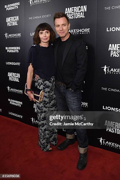 Ewan McGregor and Eve Mavrakis attend a screening of "American Pastoral" hosted by Lionsgate, Lakeshore Entertainment and Bloomberg Pursuits at...