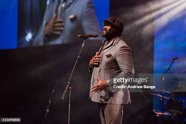 Gregory Porter performs at the Audio & Radio Industry Awards at First Direct Arena Leeds on October 19, 2016 in Leeds, England.