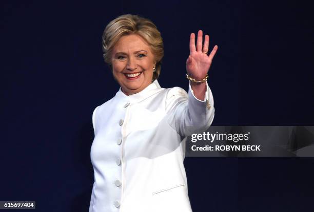 Democratic nominee Hillary Clinton arrives for the final presidential debate at the Thomas & Mack Center on the campus of the University of Las Vegas...