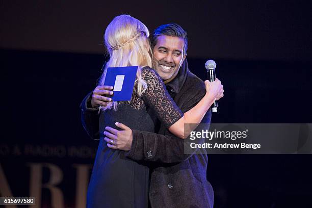 Nihal presents the award for "Music Broadcaster of the Year" at the Audio & Radio Industry Awards at First Direct Arena Leeds on October 19, 2016 in...