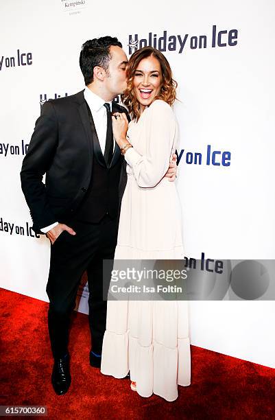Singer Giovanni Zarrella and his wife brazilian model Jana Ina Zarrella attends the 'Holiday on Ice' gala at Hotel Atlantic on October 19, 2016 in...