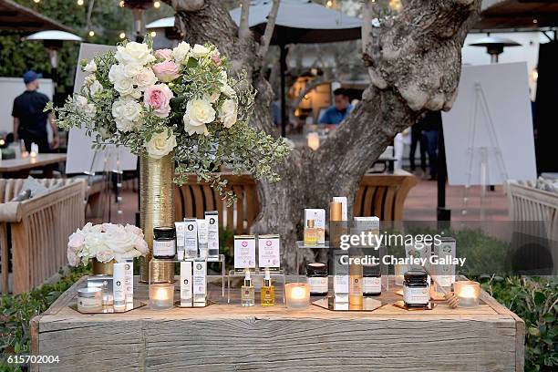 Manuka Doctor skincare products are seen on display during Cocktail Party With Manuka Doctor Global Brand Ambassador Kourtney Kardashian at Gracias...